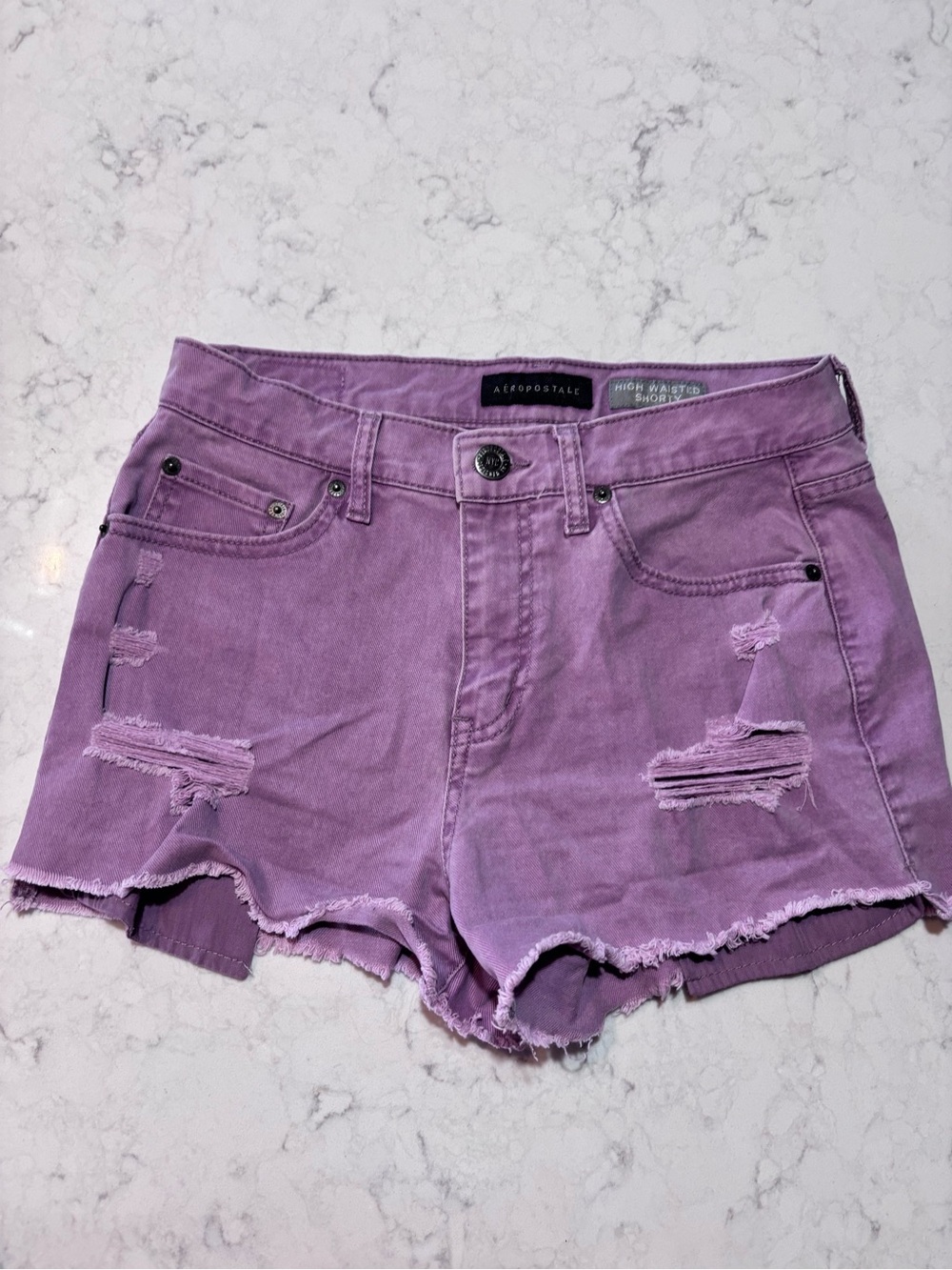 Aeropostale Lavender Distressed Denim Cutoff Shorts